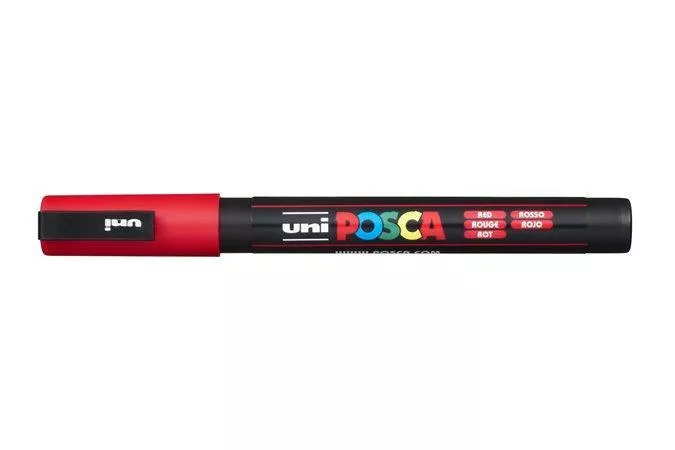 Akrylový popisovač Posca PC-3M, červená, 0,9-1,3 mm, UNI