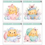 Adhezní nálepky s glitry Kuřátka ve vajíčku 30 × 33,5 cm (mix /cena 1ks)