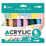 Akrylové barvy JUNIOR 75 ml - 6 ks sada Pastel