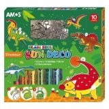 Barvy na sklo - Dinosauři 10 barev 10,5 ml + 12 závěsných sklíček Barvy na sklo - Dinosauři 10 barev 10,5 ml + 12 závěsných sklíček