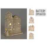 Bílý domeček s LED světlem 8 cm (4 varianty) Bílý domeček s LED světlem 8 cm (4 varianty)