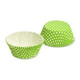 Cukrářský košíček (PAP) Puntíky bílo/žlutozelený O50 x 30 mm [40 ks]