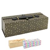 Dárková krabice na láhev (pevný karton s PU uchem) mix 3 designů Dárková krabice na láhev (pevný karton s PU uchem) mix 3 designů