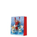 Dárková taška stredne velká - Santa Claus with animals 20x10x25 cm