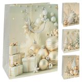 Dárková taška vánoční 2441 velikost L 30 x 12 x 42 cm (mix 4 vzorů)