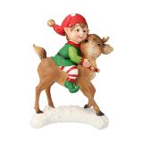 Dekorace - Elf s jelenkem, 21cm Dekorace - Elf s jelenkem, 21cm