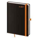 Diář 2027 denný A5 Black Orange s pútkom na pero Diář 2027 denný A5 Black Orange s pútkom na pero
