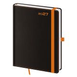 Diář 2027 týždenný B6 Black Orange s pútkom  na pero
