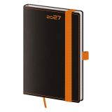 Diář 2027 týždenný vreckový Black Orange s pútkom  na pero