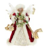 Figurka anděla jako ozdoba na vánoční stromek 33 cm - červená/zlatá