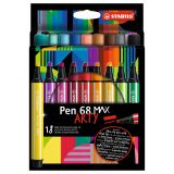 Fix vláknový STABILO Pen 68 MAX ARTY - sada 18 ks