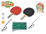 Gametime sada na stolní tenis pálky dřevěné 25cm 2ks + míčky 3ks se síťkou v blistru