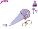 Glamour přívěsek na klíče/propiska ve tvaru zmrzliny 14cm 12ks v DBX