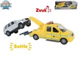Kids Globe Traffic odtahovka 14cm kov zpětný chod na baterie světlo+zvuk s autem 11,5cm v