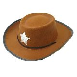 Kovbojský klobouk s hvězdou, hnědý, velikost S