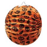 Lampión Halloween, papierový, guľatý, 26 cm x 22,5 cm, očko na zavesenie