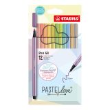 Liner STABILO Pen 68 Pastel Love, hrot 1,0mm - sada 12 ks
