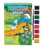 Omalovánky s vodovými barvami - A5 sešit se spirálou + vodové barvy Šmoulové 2 Omalovánky s vodovými barvami - A5 sešit se spirálou + vodové barvy Šmoulové 2