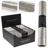 Organza látková 28x150 cm - vlnitý vzor, stříbrná barva