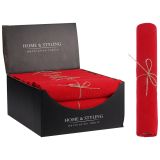 Organza látková 28x200 cm - pruhovaná látka, červená barva