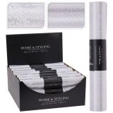 Organza látková 28x250 cm - stromek /tečky, stříbrná barva (mix)