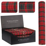 Organza látková 28x270 cm - červená, vzor káro lurex (mix 2 vzorov)