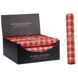 Organza látková 28x270 cm - červená, vzor káro zlaté barvy Organza látková 28x270 cm - červená, vzor káro zlaté barvy