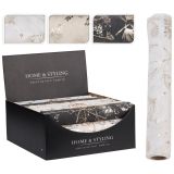 Organza látková 28x300 cm - potisk zlaté barvy (mix 3 barev / motivů)