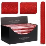 Organza látková 36,5x200 cm - mřížový vzor, červená barva