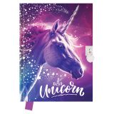 PamátníkJUNIOR 14x18 cm, 80 list. čistý so zámkom - Unicorn