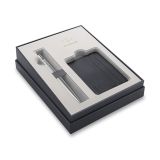 Parker Jotter XL Monochrome Stainless Steel CT - kuličkové pero + pouzdro na karty