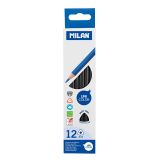 Pastelky MILAN Ergo Grip trojhranné 12 ks, Black