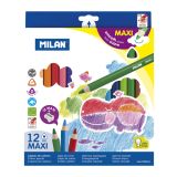 Pastelky MILAN Maxi trojhranné 12 ks + ořezávatko