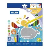 Pastelky MILAN Maxi trojhranné voskové 12 ks + ořezávatko