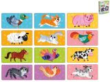Puzzle dětské 10x5cm zvířátka 24dílků 12obrázků 18m+ v krabičce