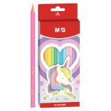 Šestihranné pastelky M&G Unicorn - sada 12 kusů