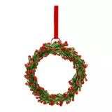 Skleněný vánoční věnec 9 cm na zavěšení, zeleno-červený kruh Skleněný vánoční věnec 9 cm na zavěšení, zeleno-červený kruh