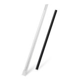 Slámka papírová černá `JUMBO` O8mm x 25cm jednotlivě balená [100 ks]