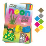 Složka barevného papíru A4 (výkresů) ART karton 7 listů /7 barev NEON, 250g/m2