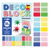 Složka dekoračního papíru (výkresů) DECO BLOCK 18 barev /18 vzorů, 250g/m2