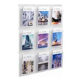 Stojan na katalogy, nástěnný, A4, 9 složek, HELIT Placativ, průhledný