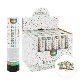 Střílející konfety - trubka 20 cm, barevné kovové kroužky Střílející konfety - trubka 20 cm, barevné kovové kroužky