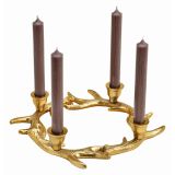 Svícen na 4 svíčky adventní věnec 31x31x5 cm, zlatý-kovový