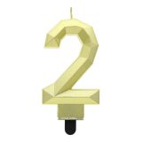 Svíčka dortová - číslice 2 Diamant 7,6 cm, zlatá metalická Svíčka dortová - číslice 2 Diamant 7,6 cm, zlatá metalická