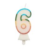 Svíčka dortová - číslice 6 Bio glitter 8,5 cm