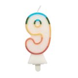 Svíčka dortová - číslice 9 Bio glitter 8,5 cm