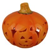Svietnik tekvica keramický Halloween 15 x 14 cm, oranžový