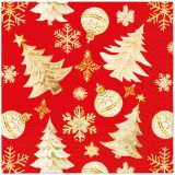 Ubrousky PAW L 33x33cm Golden Christmas Trees Red Ubrousky PAW L 33x33cm Golden Christmas Trees Red