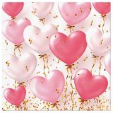 Ubrousky PAW L 33x33cm Heart Balloons Rose