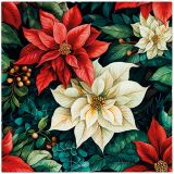 Ubrousky PAW L 33x33cm Poinsettia On Black